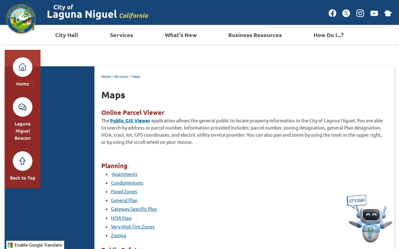 Laguna Niguel people search through the public GIS viewer