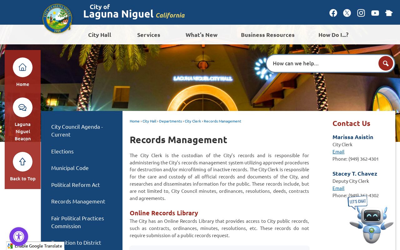 Laguna Niguel people search through city records management
