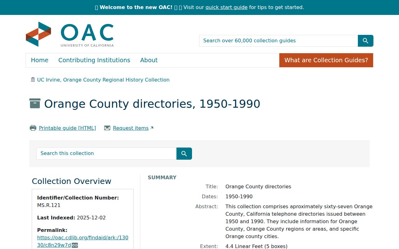 Laguna Niguel people directories UCI historical telephone collection