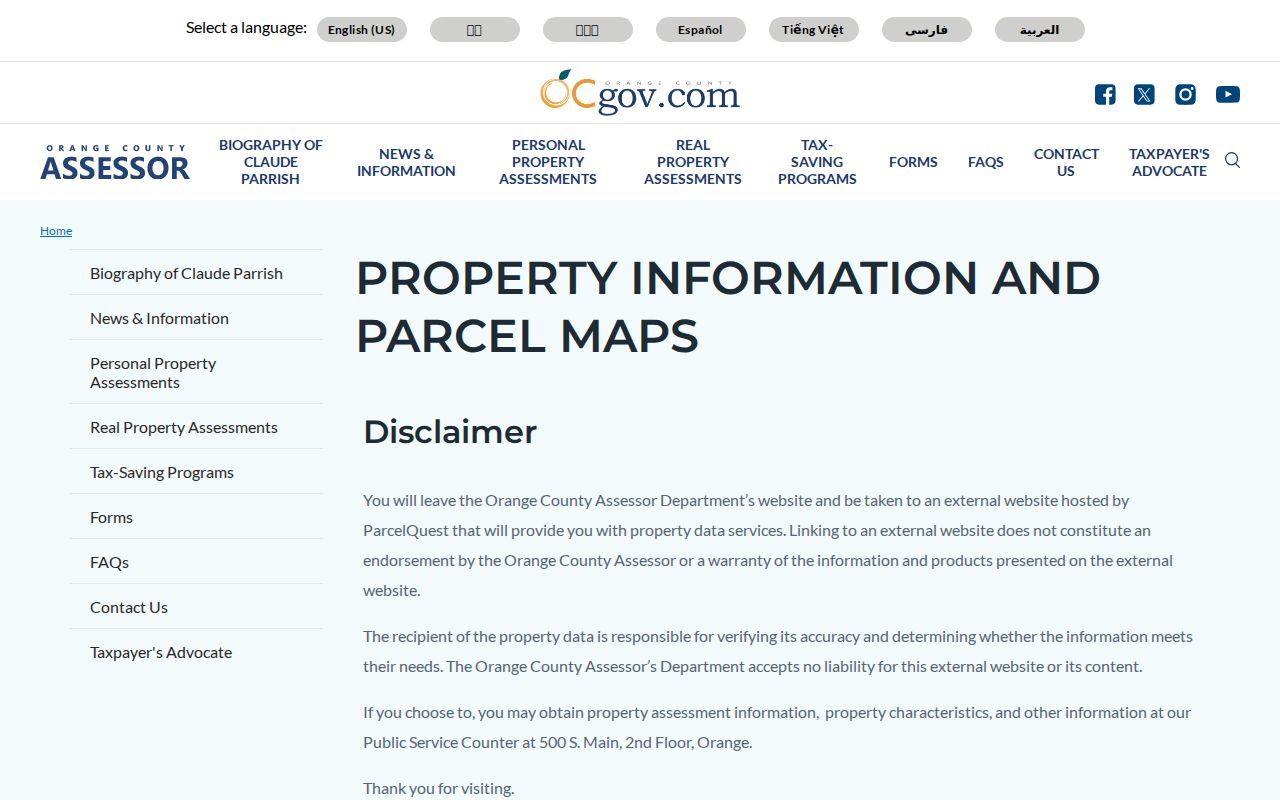 Laguna Niguel records assessor parcel and counter options